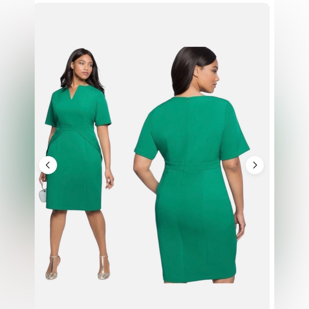 Eloquii Green V Neck Women's Dress